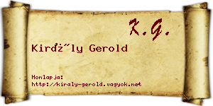 Király Gerold névjegykártya